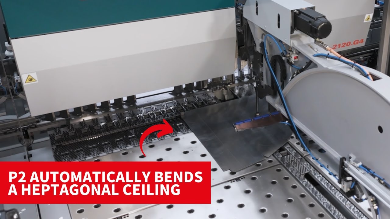 Salvagnini panel bender: P2 automatically bends a heptagonal ceiling